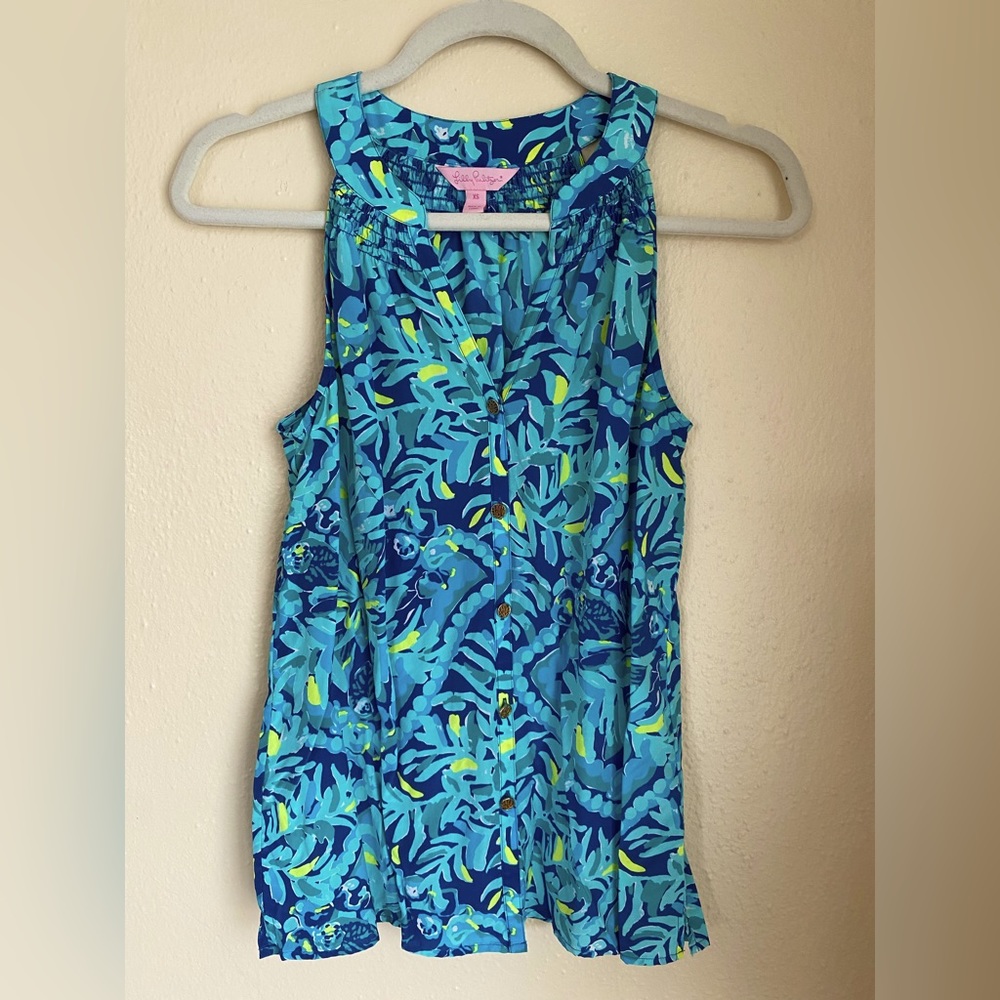 Lilly Pulitzer Midnight Cove Silk Bailey tank top XS